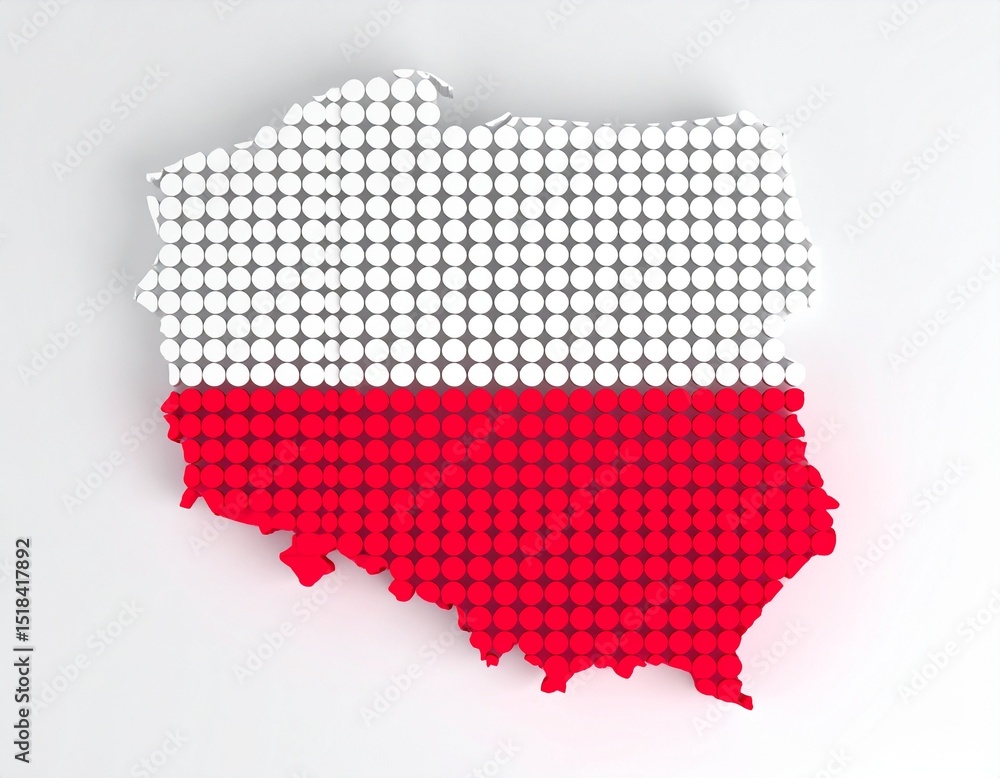 Fototapeta premium Poland and red, white dots inside the map