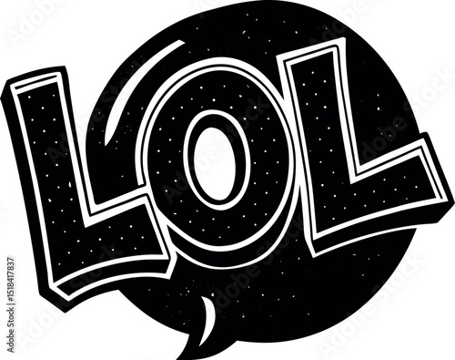 Metallic Bubble Font LOL Icon Vector Shallotte on white background