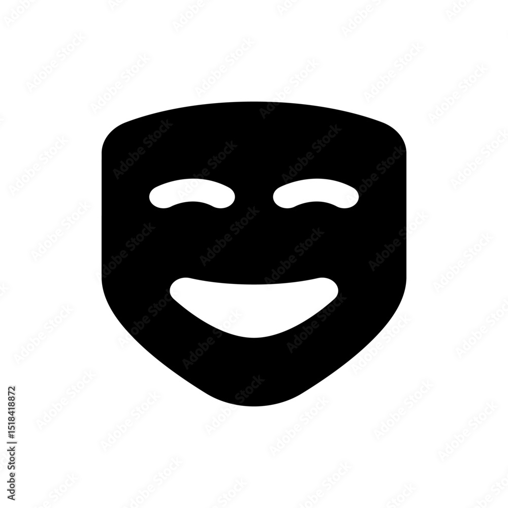 Smile Face Mask black color icons Smile Face Mask black color icons
