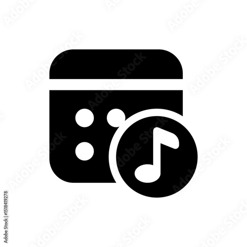 Abstract depiction of a sad face within a rounded rectangular shape with a dot above the curved line