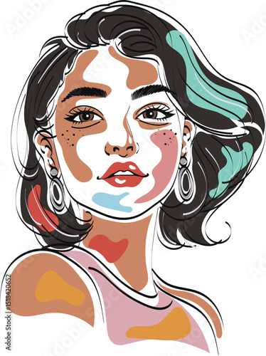 tan skin woman latin art painting sketch style