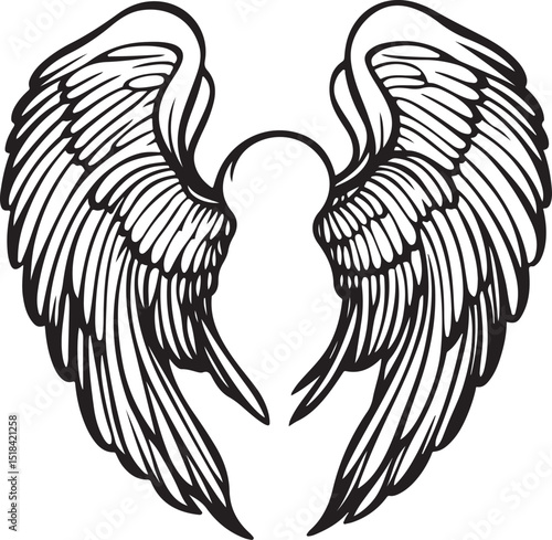 Angel Wings black and white royalty free vector icon set