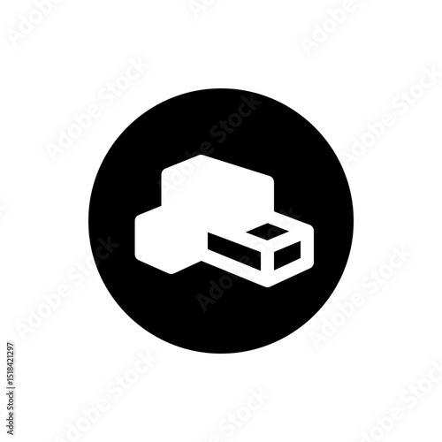 Illustration of a white usb drive icon centered on a solid black circle background providing contrast and focus
