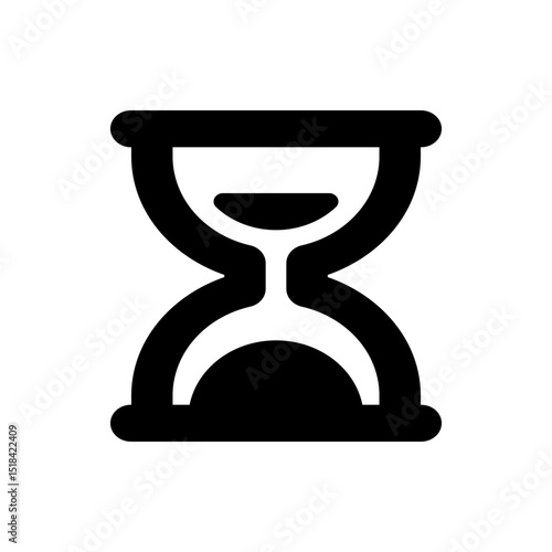 Illustration of a simple black hourglass with a rounded design on a white isolated background view