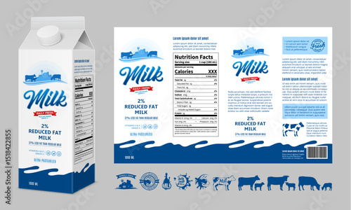 Vector milk carton packaging design template