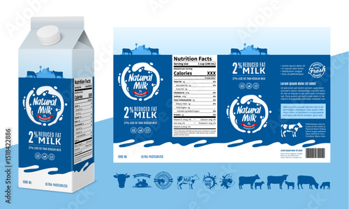 Vector milk carton packaging design template