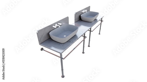 Washbasin model for public places with stainless steel chart