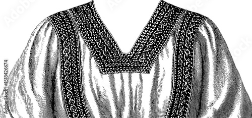 Traditional huipil dress engraving design for cultural fashion inspiration