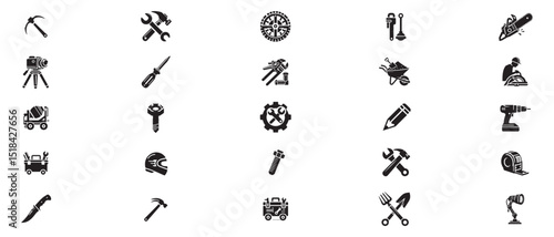 Construction Tools Vector Icon Set