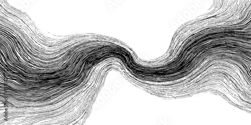 Abstract engraved illustration depicting magnetic field line patterns for scientific design