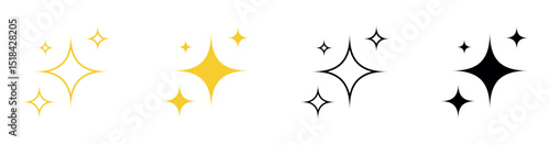 sparkle star icon set. shine star sparkle vector. shine, star, lighting, astronomy, glowing light, twinkle sign. firework sparkles sign. transparent png and vector illustration.