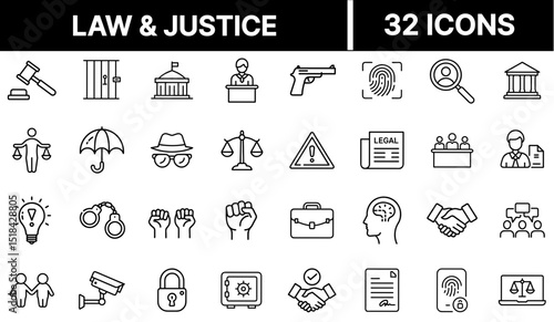 Law and Justice Icon Representing Legal System, Court, and Fairness Principles