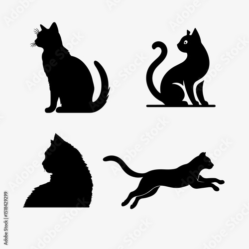 Canvas Print black silhouettes of cats .  vector isolated silhouette cat set