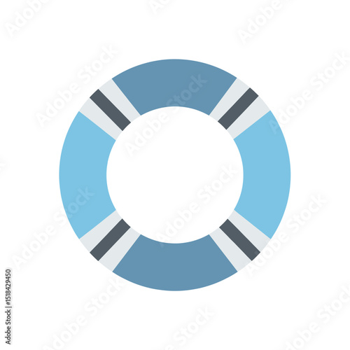 Blue and grey striped lifebuoy icon, symbolizing safety, rescue, and maritime assistance