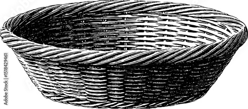 Engraved illustration of traditional mexican market basket design for cultural artwork