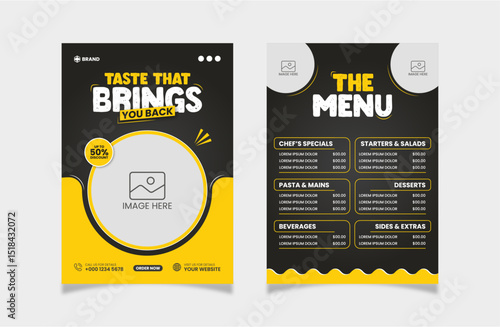 Fast Food Restaurant Menu Design template.