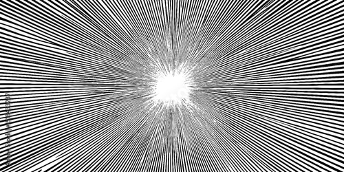 Vintage engraved sunbeam radial pattern design for retro art and backgrounds