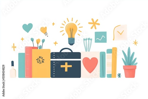 mental health first aid kit illustration