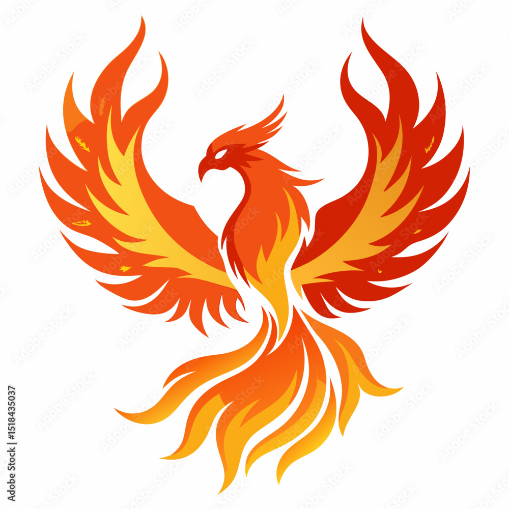 Fototapeta premium Phoenix Bird Made of Flame Patterns vector illustration