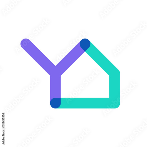 Letter Y house overlapping color logo design