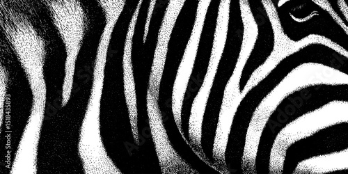 Engraved illustration of zebra pattern featuring animal stripes for nature design