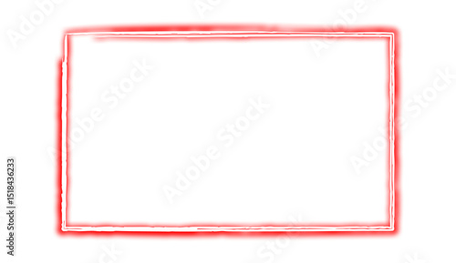 Red neon rectangle shape frame. Vivid glowing red border isolated on transparent background. Shine glow light electric red neon sign frame. Banner, Mockup, presentation, Design element, PNG