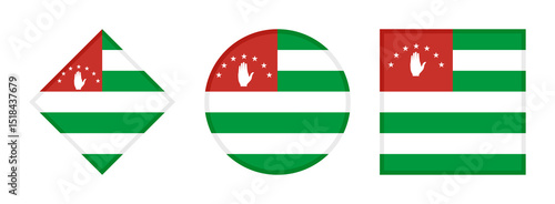 abkhazia flag icon set. vector illustration isolated on white background