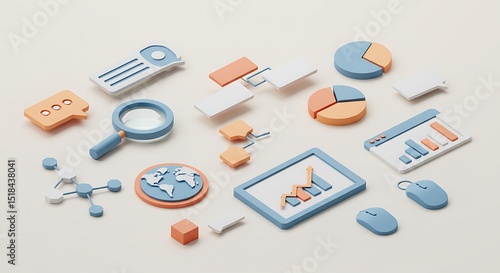 Data Analysis Visualizing Insights with 3D Icons and Charts