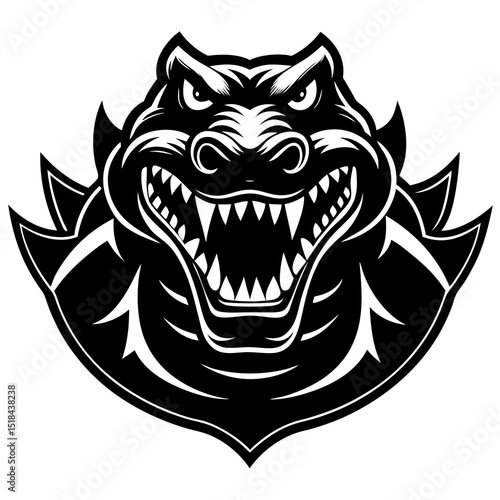 Strong crocodile intense jaw lines vector illustration