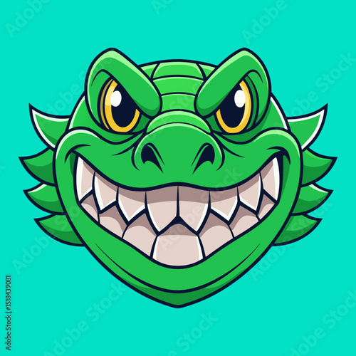 Strong crocodile intense jaw lines vector illustration