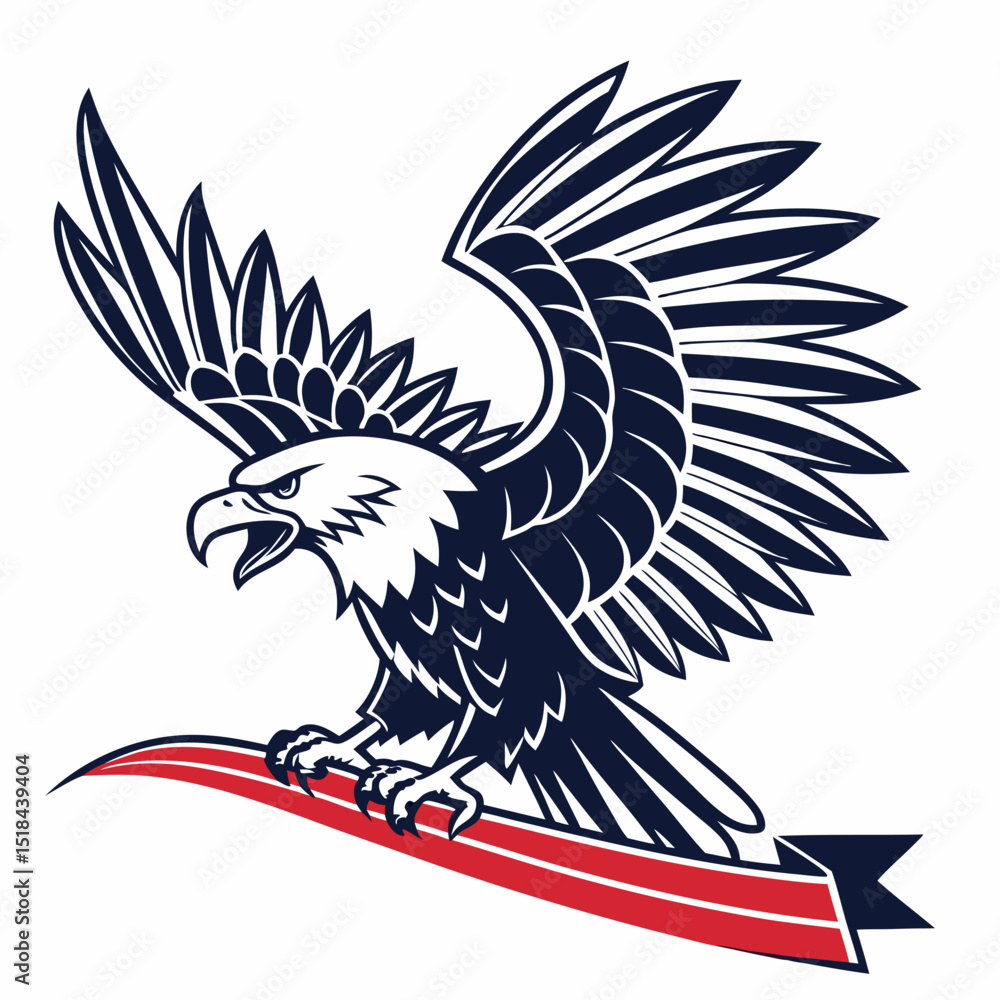 Obraz premium Battle ready eagle spread wings sharp beak vector illustration