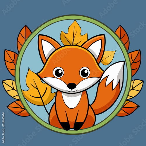 Fox in autumn forest vector illustration