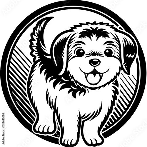 Happy puppy wagging tail motion vector illustration