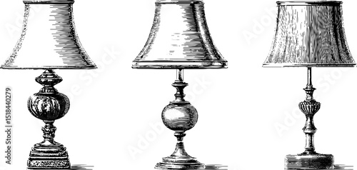 Engraved collection of decorative bedside lamps for interior design inspiration