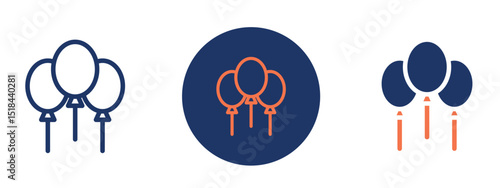 Set of 5 pixel perfect colored Balloon icon with 1 unexpanded, 1 silhouette, Single balloon icon ideal for celebration and party-related themes.