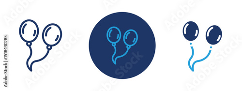 Set of 5 pixel perfect colored Balloons icon with 1 unexpanded, 1 silhouette, Cluster of balloons symbolizing festivity and joyful events.