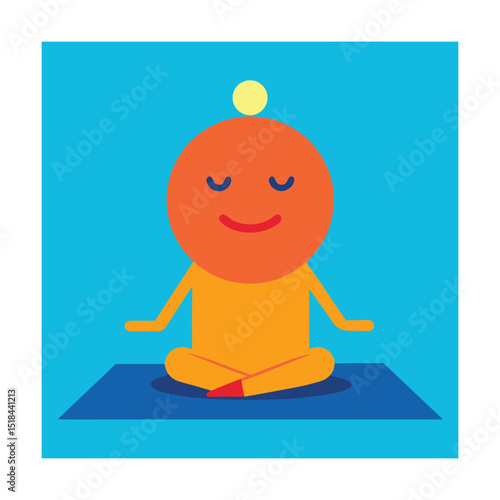 Emoticon Meditating on a Yoga Mat
