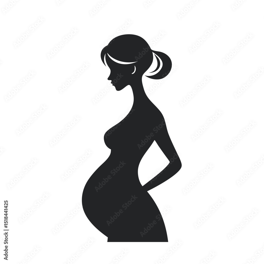 Pregnant Woman Silhouette With Elegant Pose Pregnant Woman Silhouette With Elegant Pose