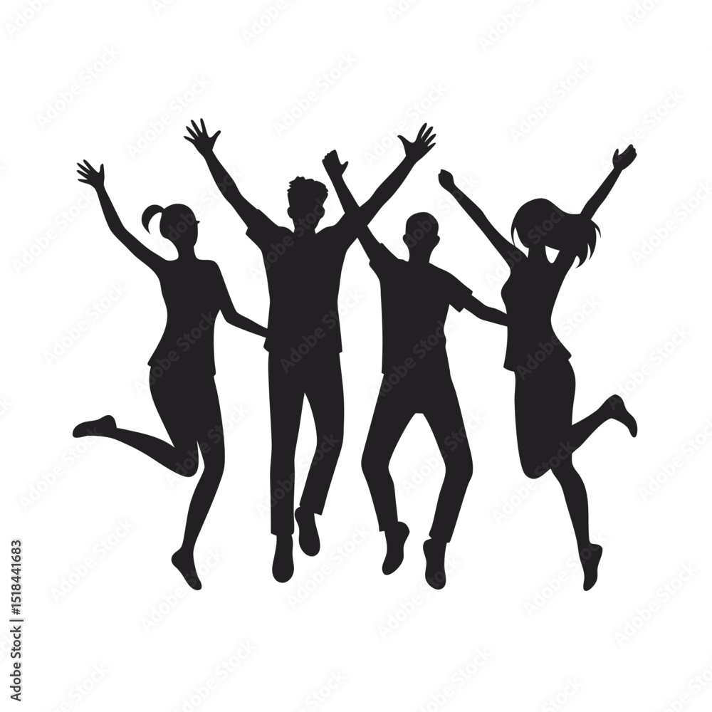 Fototapeta premium Young Adults Jumping Together With Joy