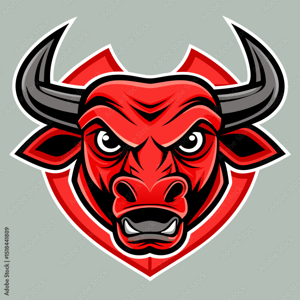 Fototapeta premium Aggressive bull sharp edges red and black vector illustration