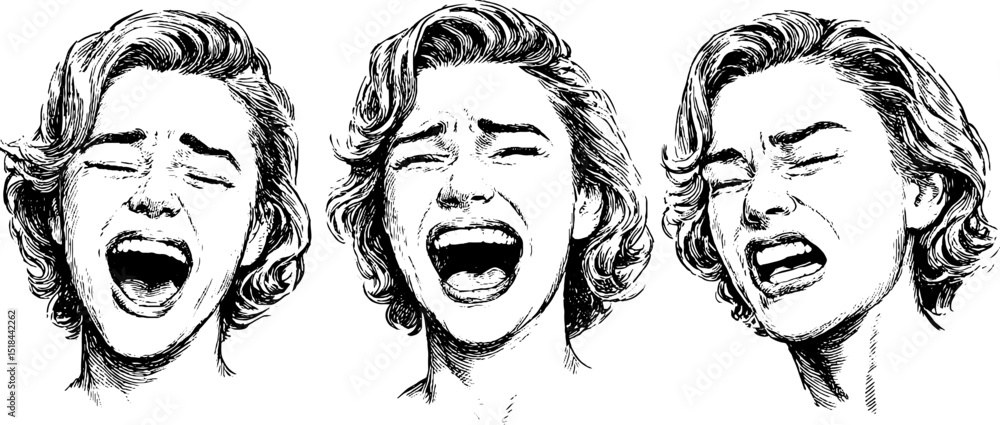Expressive facial engravings: blushing and laughter themes for emotional art design Expressive facial engravings: blushing and laughter themes for emotional art design