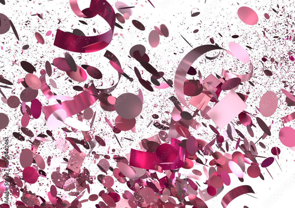 Obraz premium Festive pink confetti explosion background ideal for party invitations, celebrations, and joyful events.