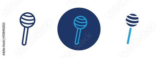 Set of 5 pixel perfect colored Lollipop icon with 1 unexpanded, 1 silhouette, Candy lollipop icon symbolizing sweets or childhood fun.