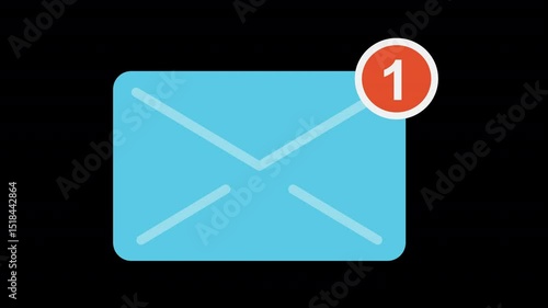 Digital Mail Envelope Icon with Notification, Isolated Animated Graphic on a Transparent Background