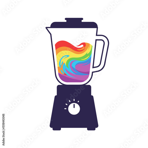 Colorful blender mixing vibrant ingredients in modern style  