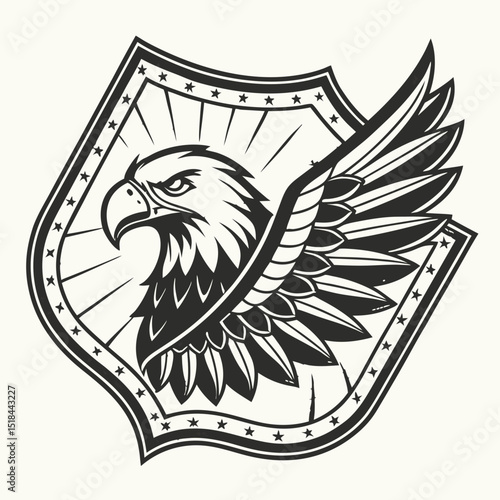 Old school hawk distressed leather emblem logo vector illustration