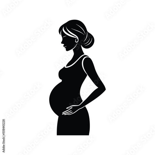 Silhouette of Pregnant Woman – Maternity and Motherhood Concept Illustration