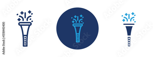 Set of 5 pixel perfect colored Party Horn icon with 1 unexpanded, 1 silhouette, Noisemaker party horn icon used in celebrations.