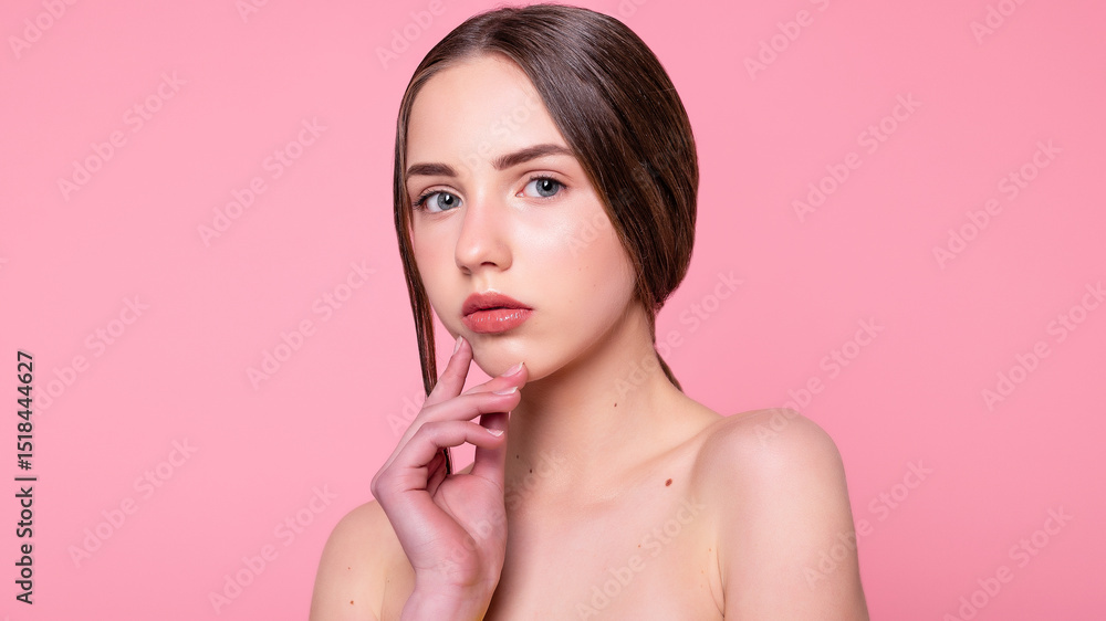 Beauty fashion model girl natural makeup with cute smile Beauty fashion model girl natural makeup with cute smile