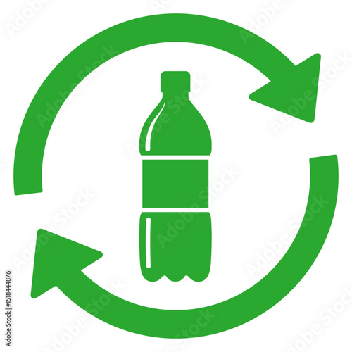 Plastic bottle recycling, concept, icon, vector pet